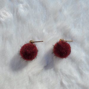Gold Studded Red Ball Earrings